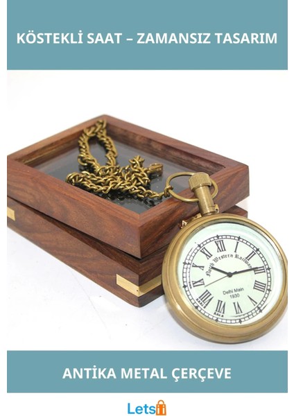 Nostaljik Ahşap Kutulu Köstekli Saat Vintage