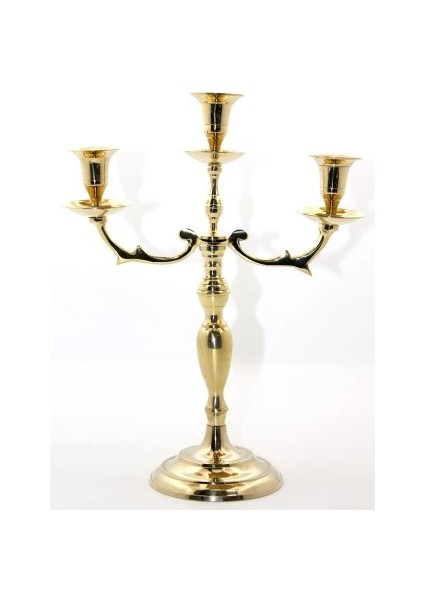 Pirinç 3'lü Şamdan Model 2