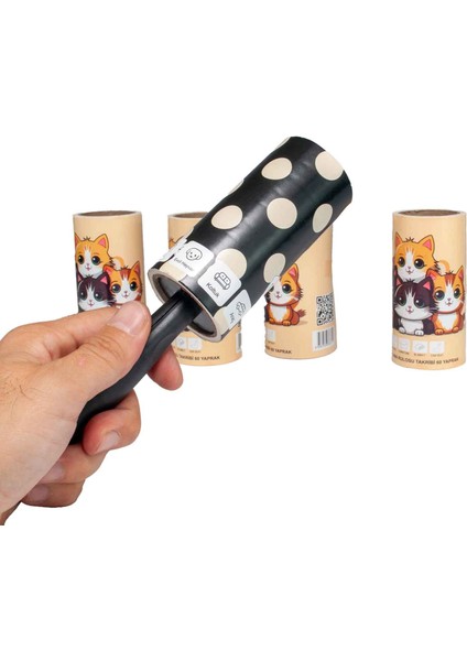 Tüy Toplama Rulo Seti (1 Sap + 5 Yedek Rulo) | Güçlü Yapışkanlı, Giysi ve Koltuk Tüy Temizleyici | Evcil Hayvan Kılı, Toz ve Lint Için Pratik fırsatları