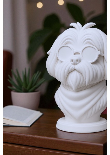 Baskı Dekoratif Köpek Büstü – Gözlüklü Şık Ev & Ofis Heykeli | Modern Minimalist Tasarım fiyatları