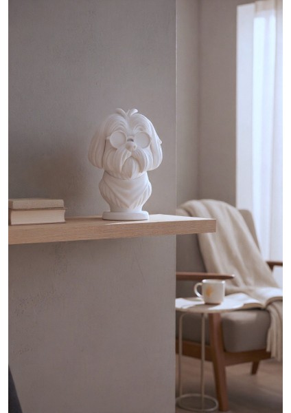 Baskı Dekoratif Köpek Büstü – Gözlüklü Şık Ev & Ofis Heykeli | Modern Minimalist Tasarım modelleri