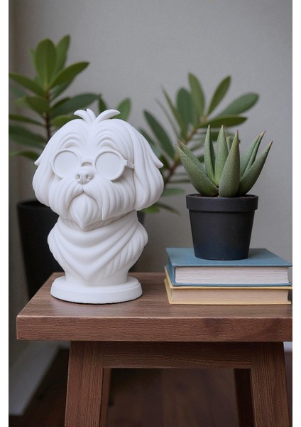 Baskı Dekoratif Köpek Büstü – Gözlüklü Şık Ev & Ofis Heykeli | Modern Minimalist Tasarım fırsatları