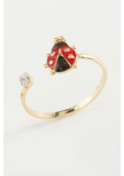 Uğur Böceği Mineli Taşlı Yüzük