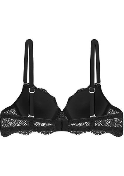 Anna 2735 Dantelli Dekolte Dolgulu Push-Up Sütyen ve Külot Takımı- Siyah fırsatları
