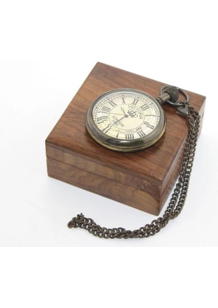 Ahşap Kutulu Pirinç Köstekli Saat Model 10