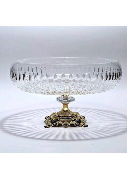 28CM Kesme Kristal Dekor Gold Ayak Cam Kase Vertical Desen modelleri