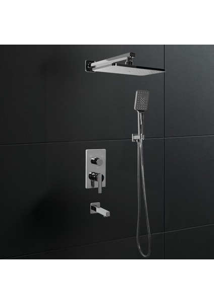 Krom Ankastre Banyo Bataryası Duş Seti -3 Yönlü Full Sistem - Lavın 15 Yıl Garantili