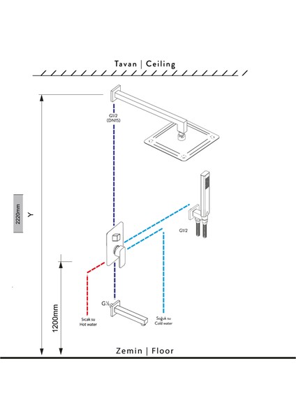 Krom Ankastre Banyo Bataryası Duş Seti -3 Yönlü Full Sistem - Lavın 15 Yıl Garantili fırsatları