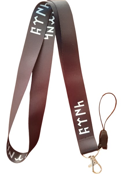 Siyah Göktürk Türkçü Boyun Askı Ipi ve Telefon Askısı + Kartlık