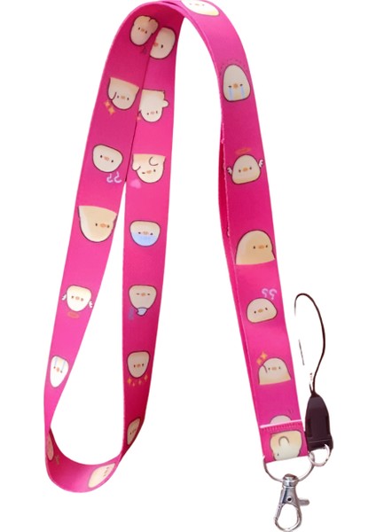 Pembe Civciv Boyun Askı Ipi ve Telefon Askısı + Kartlık