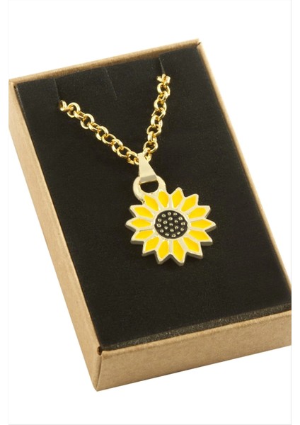Ayçiçeği Mineli Kutulu Kolye