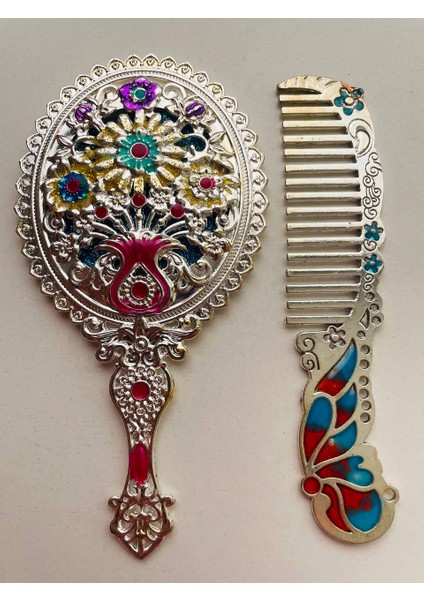 Ayna Tarak Seti, Kutulu-Metal-Hediyelik Takım, 13CM Aynalı Saç Fırçası, Tavuskuşu Figürlü indirimleri