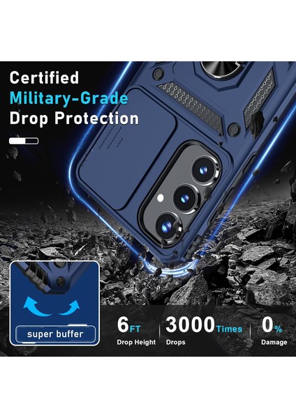 Samsung Galaxy A15 Uyumlu Ekran Koruyucu Kılıf Sürgülü Yüzüklü Standlı Darbe Emici Tank Kapak indirimleri