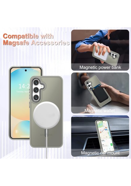 Samsung Galaxy A36 Uyumlu Ekran Koruyuculu Kılıf Magsafe Sarj Destekli Kamera Çıkıntılı Mat Kapak