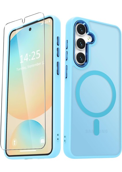 Samsung Galaxy A26 Uyumlu Ekran Koruyuculu Kılıf Magsafe Sarj Destekli Kamera Çıkıntılı Mat Kapak