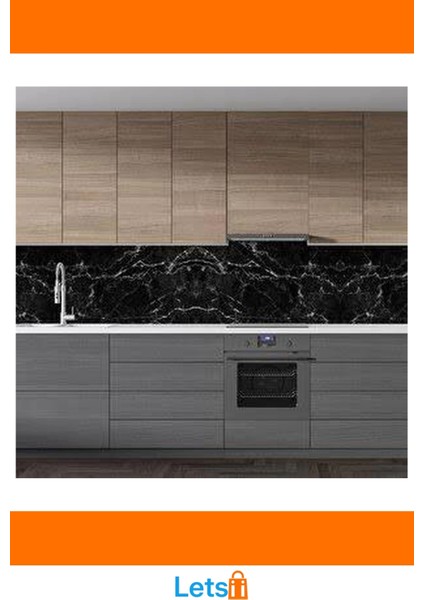 Siyah Mermer Desenli Su Geçirmez Yapışkanlı Kaplama Kağıdı 5 Metre 60 cm indirimleri