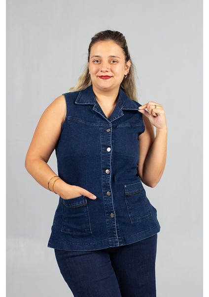 Büyük Beden Lacivert Kot Tunik Yelek – Şık ve Rahat Günlük Kombinler Için fiyatları