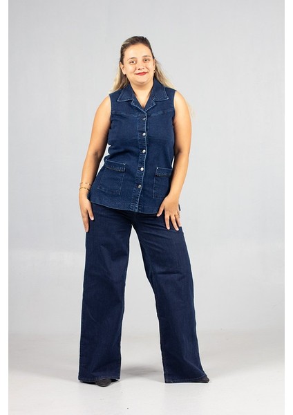 Büyük Beden Lacivert Kot Tunik Yelek – Şık ve Rahat Günlük Kombinler Için modelleri