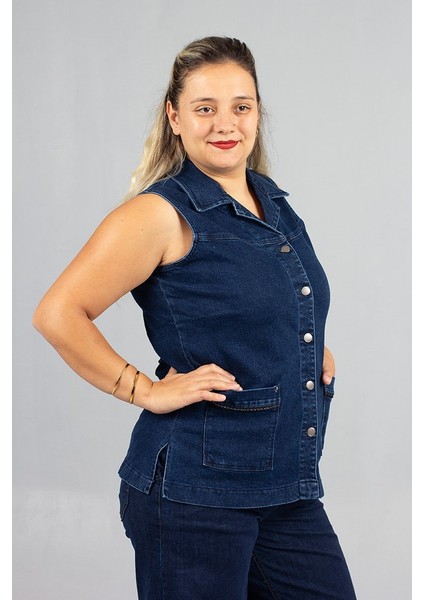Büyük Beden Lacivert Kot Tunik Yelek – Şık ve Rahat Günlük Kombinler Için fırsatları