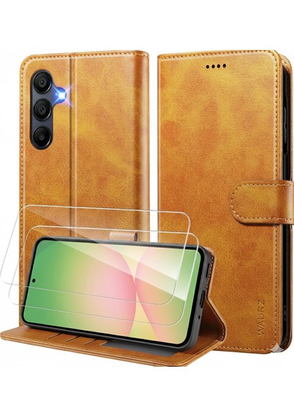 Samsung Galaxy S24 Plus Uyumlu Ekran Koruyuculu Kılıf Kapaklı Kartlıklı Deri Görünümlü Standlı Kapak