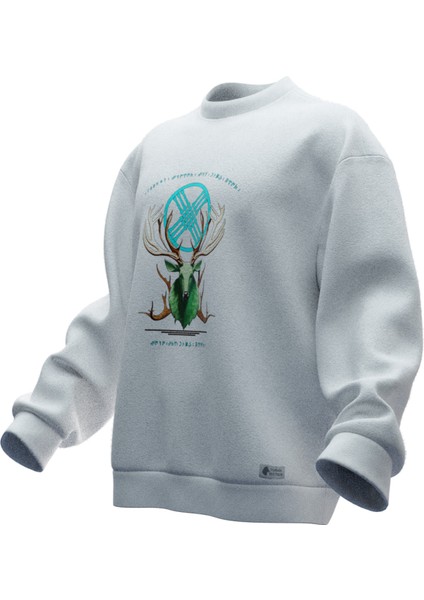 Mitolojik Geyik Baskılı Oversıze Sweatshırt (Unısex) fiyatları