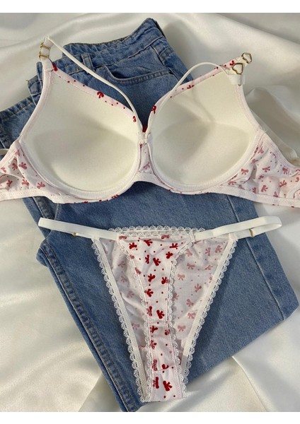 Kadın Kurdele Detaylı Ipli Balenli Destekli Dolgulu Push Up Sütyen Takımı Iç Çamaşırı Takımı fırsatları