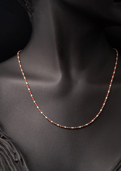 Kırmızı Mineli 14 Ayar Altın Zincir Kolye fiyatları