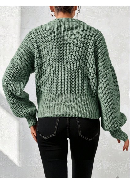 Kadın Kalın Örgü Balon Kol Triko Kazak fiyatları