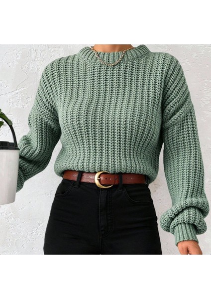 Kadın Kalın Örgü Balon Kol Triko Kazak indirimleri