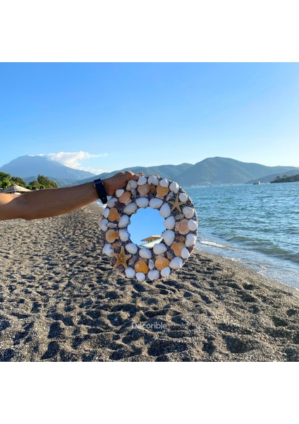 Renkli Deniz Kabuklu El Yapımı Askılı Dekoratif Ayna fiyatları