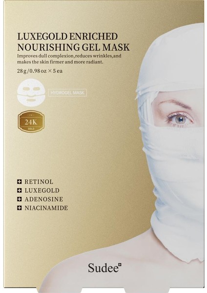 Luxegold Enriched Nourishing Gel Mask (5 Adet) Kolajen ve Altın Içeren Jel Maske — Cildin Sıkı ve Canlı Görünümünü Destekler