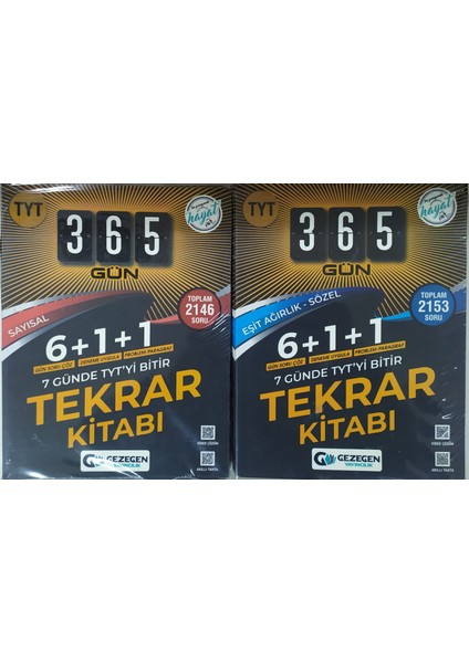Gezegen Yayıncılık 365 Gün Tyt Tekrar Kitabı Sayısal+Eşit Ağırlık Sözel 2 Li Set