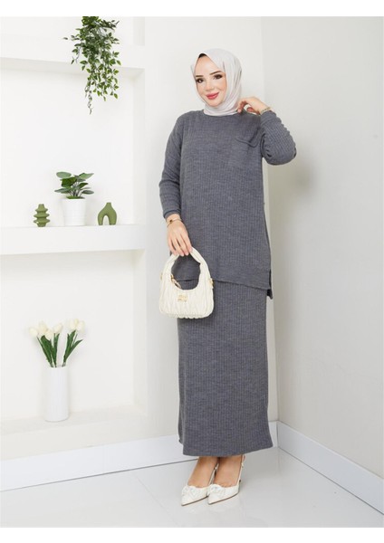 3402 Tek Cepli Fitilli Etekli Triko Takım