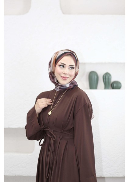 5003 Belden Pileli Bağıcıklı Elbise