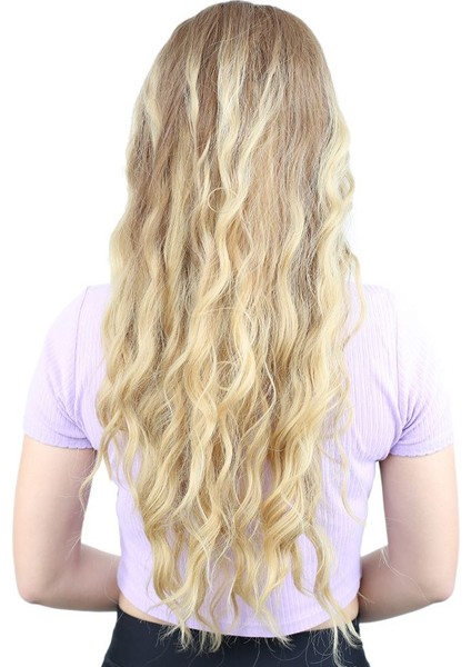 Su Dalgası Uzun Perçemsiz Fiber Sentetik Peruk / Kumral / Sarı Ombreli fırsatları