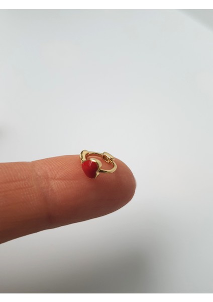 Kırmızı Kalp Renk Halka Tragus Helıx Lobe Piercing 6 mm