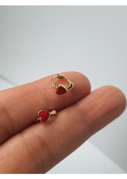 Kırmızı Kalp Renk Halka Tragus Helıx Lobe Piercing 6 mm fiyatları