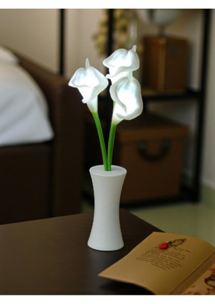 Beyaz Zambak Tasarımlı Dekoratif LED Işıklı Lamba modelleri