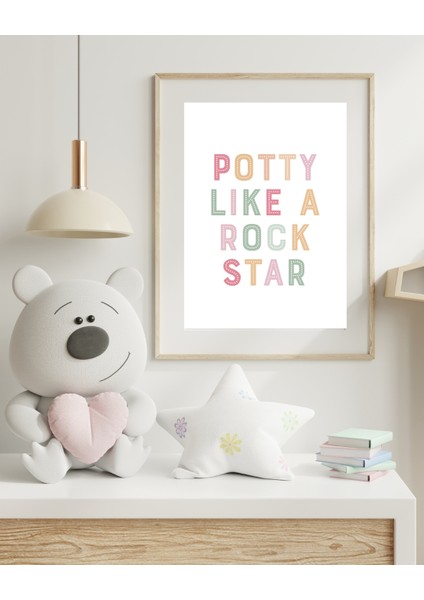 Potty Like A Rock Star Dijital Baskı Çocuk Posteri (Çerçevesiz) fiyatları