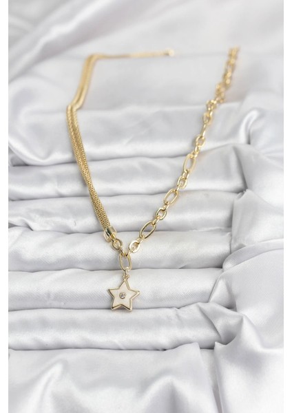 Gold Renk Pirinç Yıldız Model Kadın Kolye fiyatları