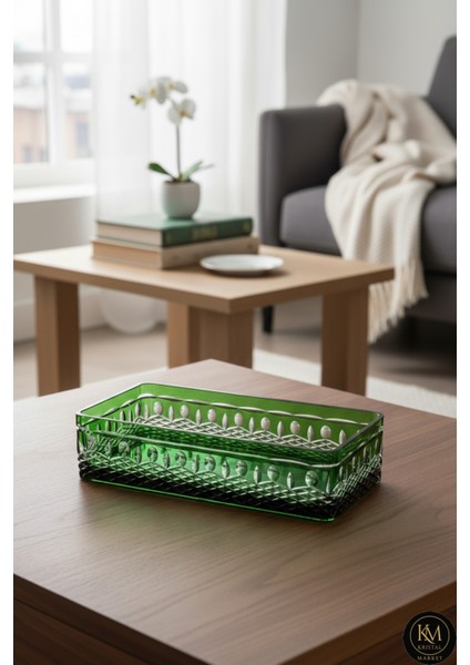 El Yapımı Kristal Royal Desenli Baton Dekoratif Sunumluk Sofra Sunum Kasesi