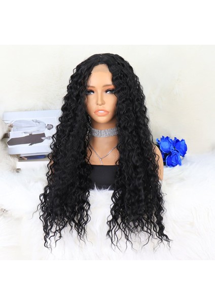 Afro Dalga Siyah Orta Boy Tül Peruk fırsatları