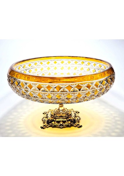 El Yapımı Kristal Desenli 28 cm Dekoratif Sunumluk Sofra Sunum Kasesi modelleri