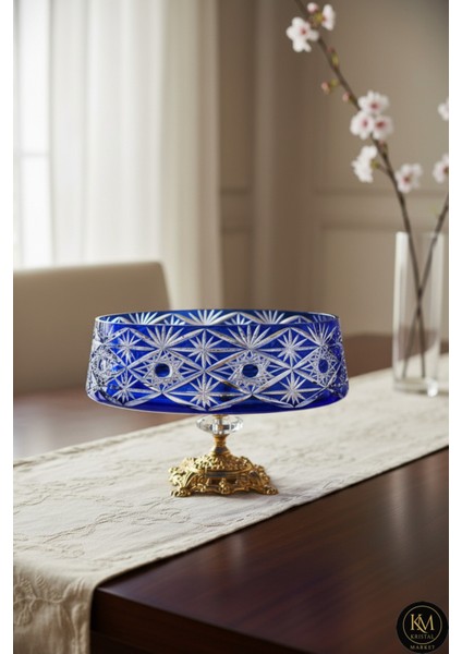 El Yapımı Kristal Avangart Vizyon Merkür Dekoratif Sunumluk Ayaklı Kase