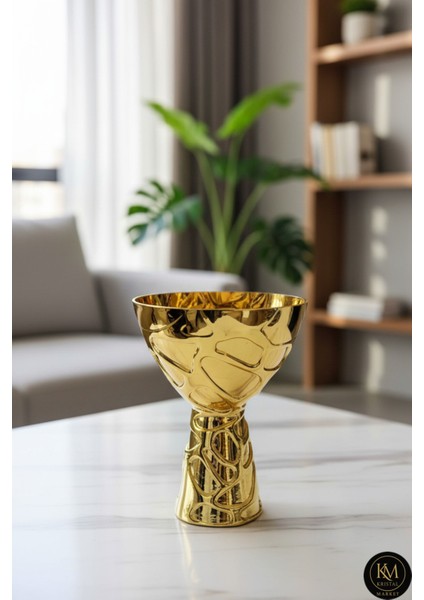 El Yapımı Kristal Class Gold Klasik Dekoratif Vazo