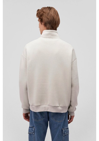 Erkek Logo Baskılı Yarı Fermuarlı Sweatshirt M0S10208 Açık Gri fırsatları