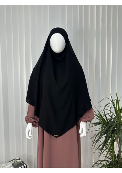 Tek Kat Medine Ipegi Pratik Bağlamalı Üçgen Sufle Eşarp Siyah ,hijab ( Hac ve Umre Için Uygundur)
