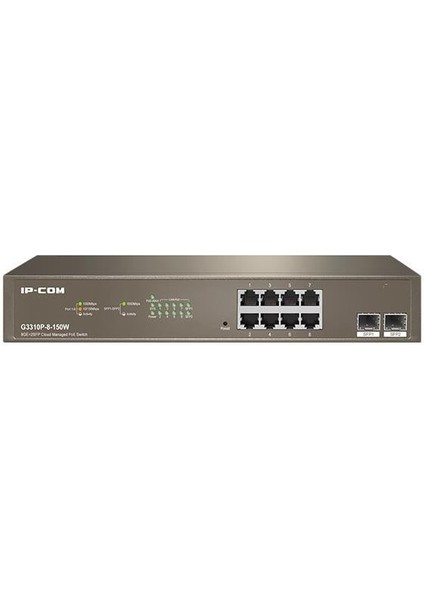 IP-G3310P-8-150W 8 Port 10/100/1000 8 Port Poe 2 x Sfp 150 Watt Cloud Yönetilebilir Rack Mount Swıtch