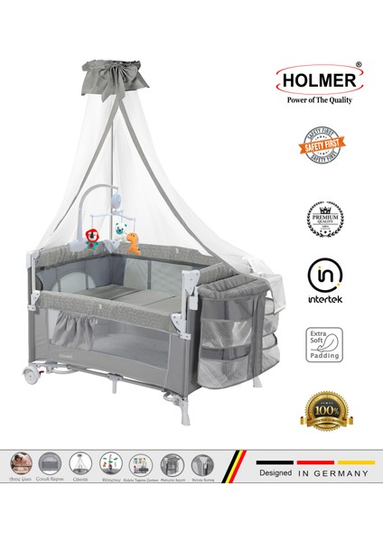 Coolstyle (Deluxe Kumaş) Premium Cibinlikli Dönenceli Anne Yanı/oyun Parkı/park Yatak 70 x 110 cm