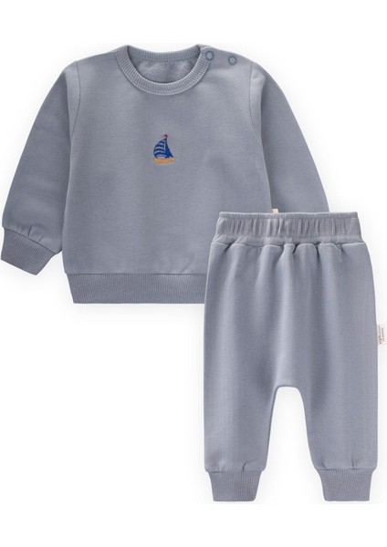 Yelken Nakışlı Sweatshirt Takım 0-2 Yaş Mint Yeşil